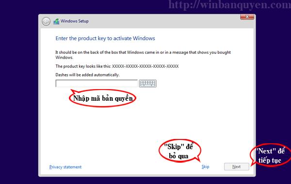 Nhập mã kích hoạt bản quyền Windows 10