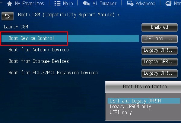 Giao diện trình thiết lập BIOS Setup chỉnh UEFI/Legacy