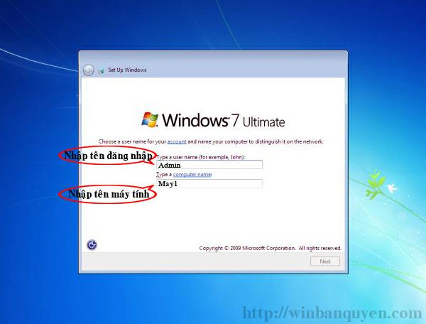 Thiết lập User Name và Computer Name cho Windows