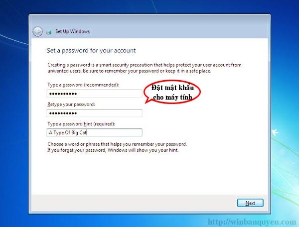 Thiết lập mật khẩu cho máy tính