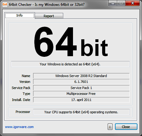 Giao diện công cụ 64bit Checker