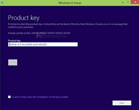 Nhập Key bản quyền Windows của bạn vào mục "Product key" rồi bấm "Next"